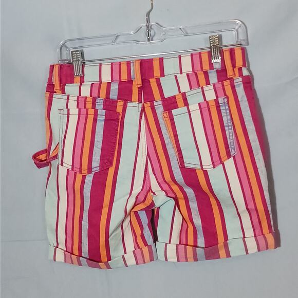 NWT ThereAbouts 5" Midi Shorts Girls 14R Pink Multi Striped Cuffed Hem - Picture 6 of 12